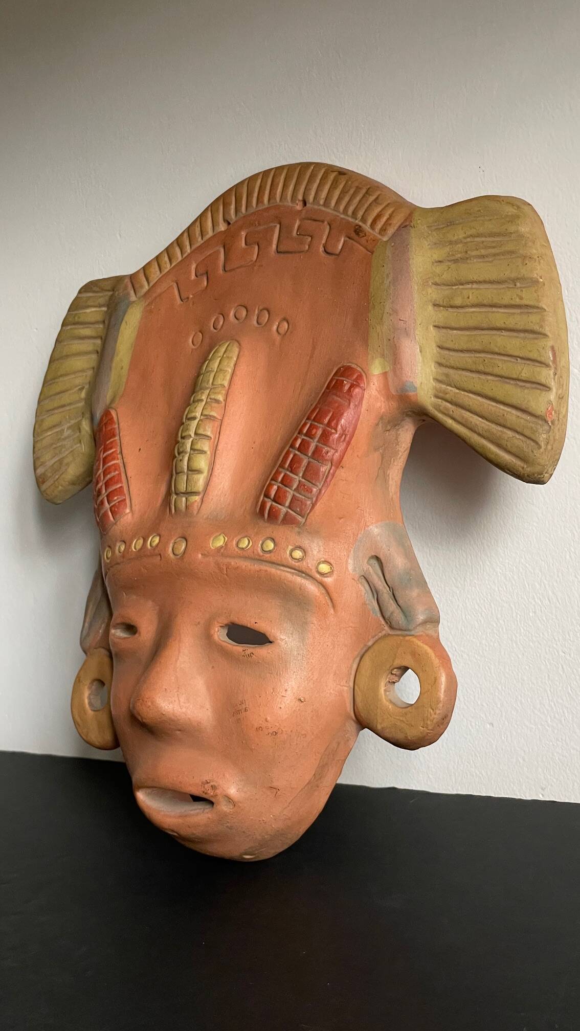 Masque terre cuite reproduction vintage mexique