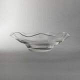 Immense bol en verre transparent de 16,5 pouces par Laica Cristalleria – Centre de table à bord ondulé, Italie, années 1990.