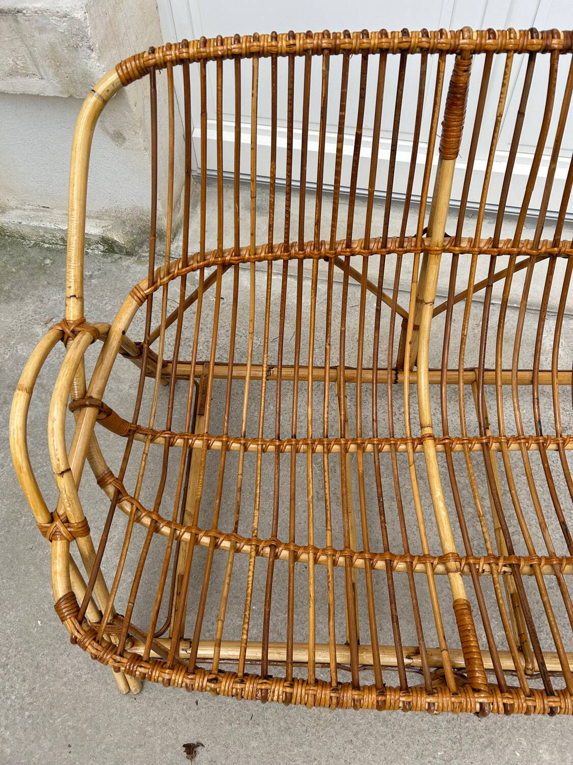 Vintage rattan bench