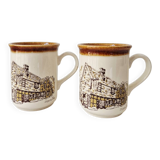 Set of 2 vintage mugs "Old English Cottage" - Staffordshire