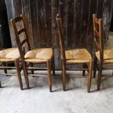 Série de 4 chaises paillées