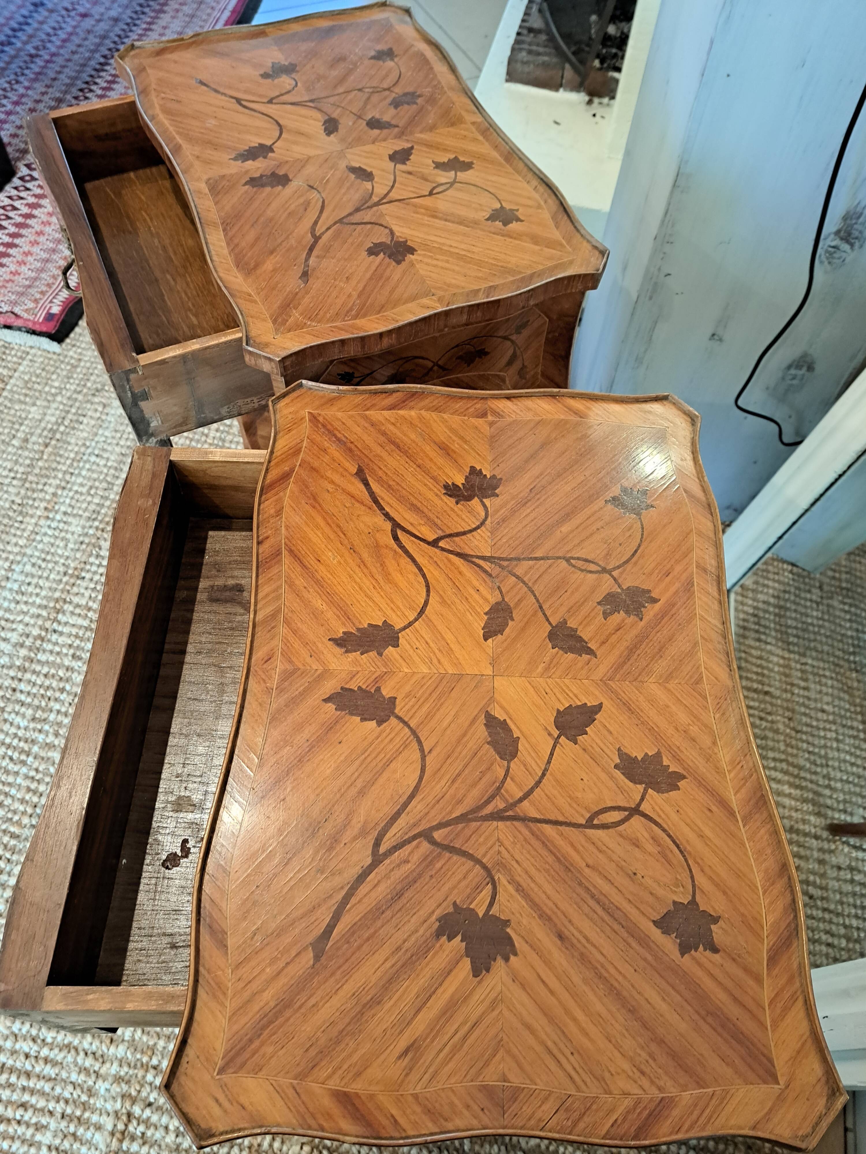 Pair of marquetry tables