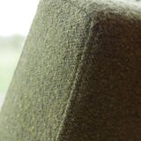 Fauteuil vintage en boucle vert sauge, design milieu de siècle, fauteuil en bois