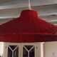 Suspension lamp in red wicker, ø 60 cm
