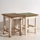 Antique small square tables (circa 1920). 2-piece set