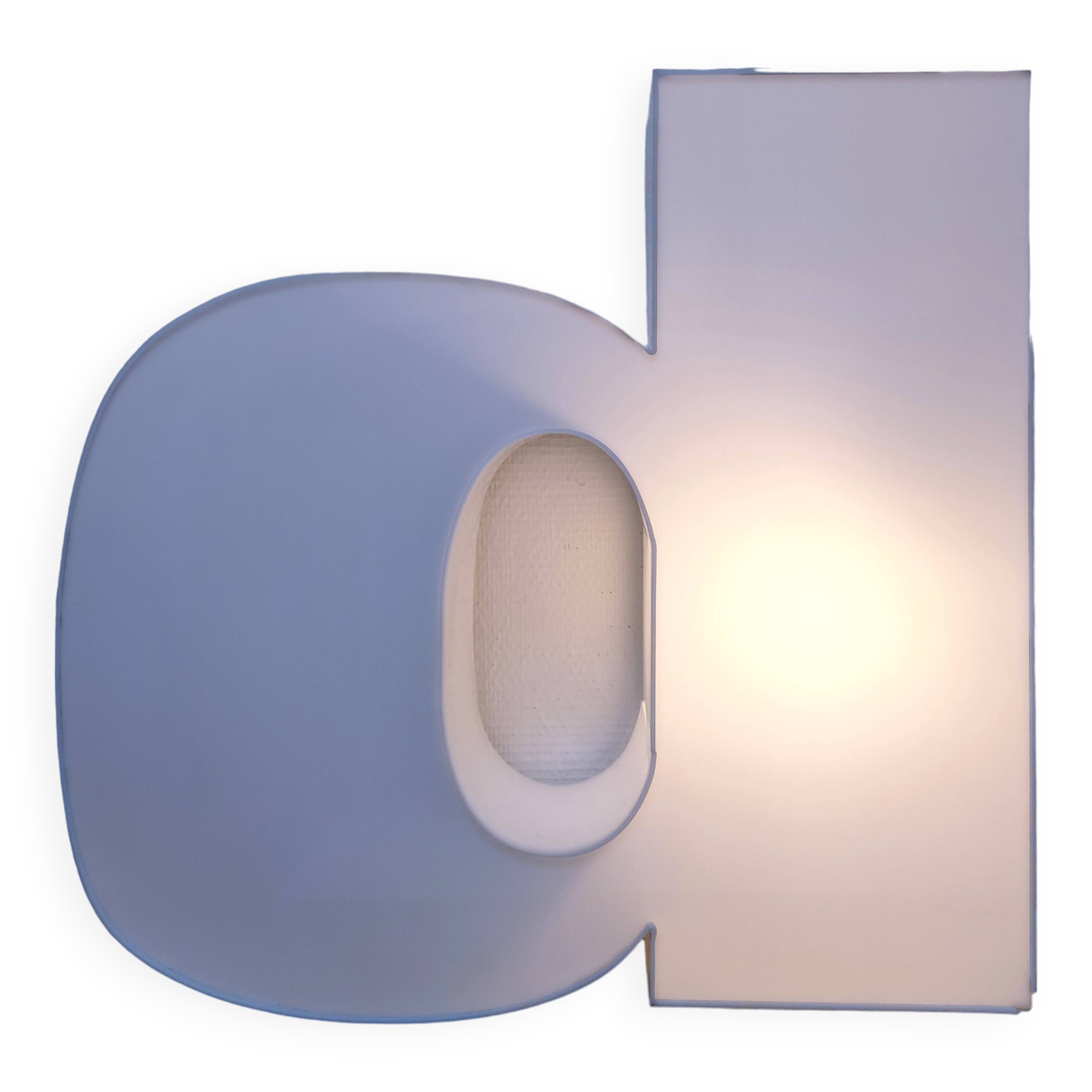 Letter lamp "D" plexiglass 80s
