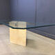 Travertine and brass coffee table by Artedi, 1980s