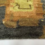 Tapis abstrait scandinave multicolore à poils hauts rya, suède, années 1960