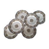 Assiettes creuses anciennes X6 modèle "Dyonisos" de la faïencerie française de Gien
