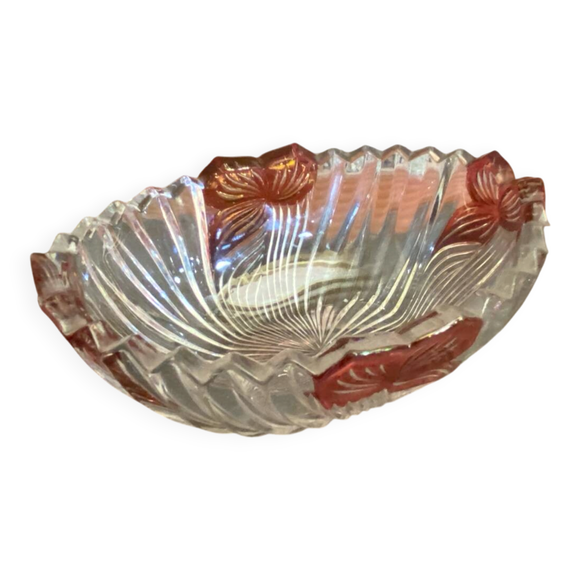 Vintage Crystal Pocket Bowl ANNE HUTTE Rose Decor #D661