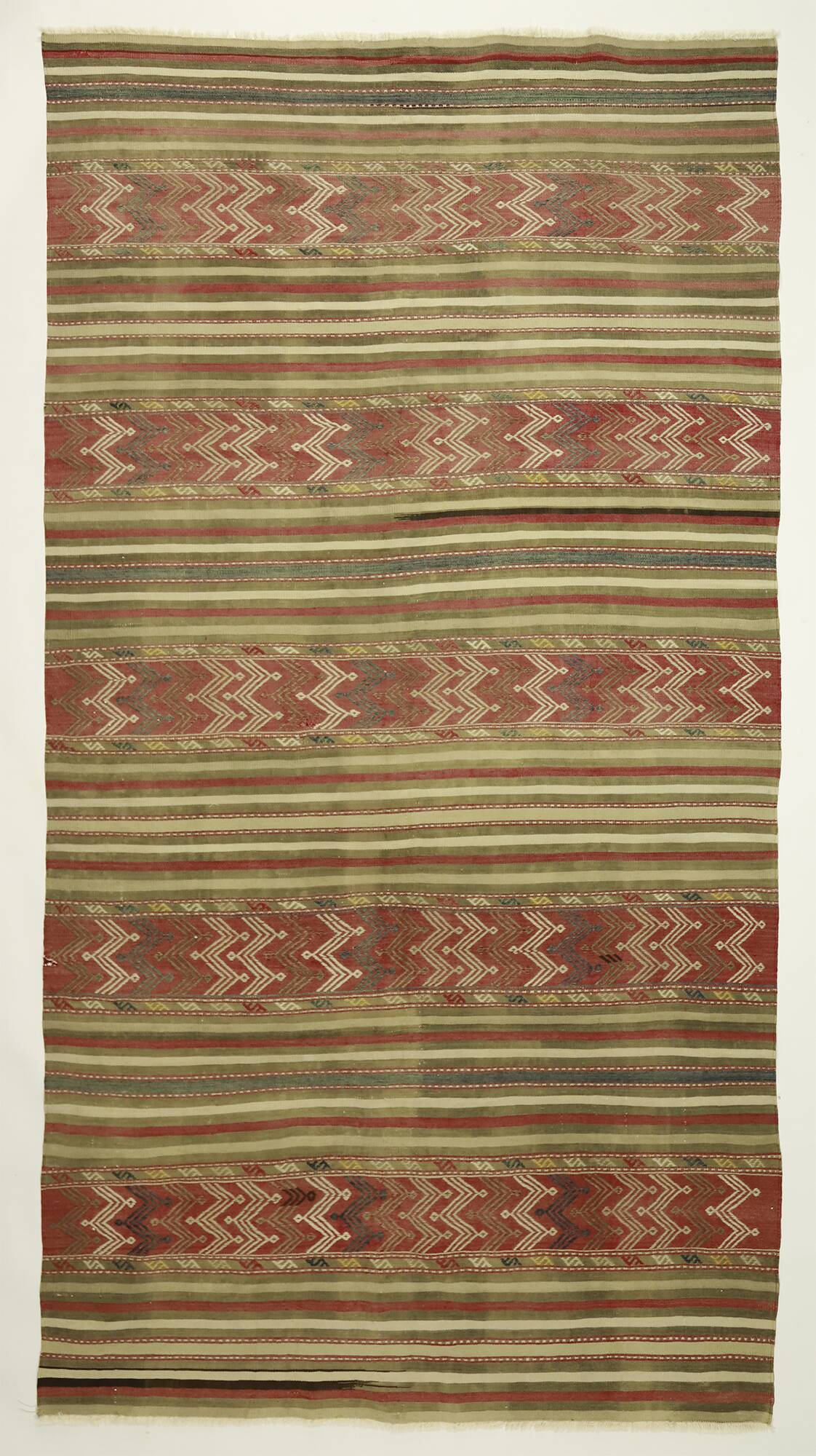 Turkish Anatolian Handmade Vintage Area Kilim Rug 276 cm x 144 cm