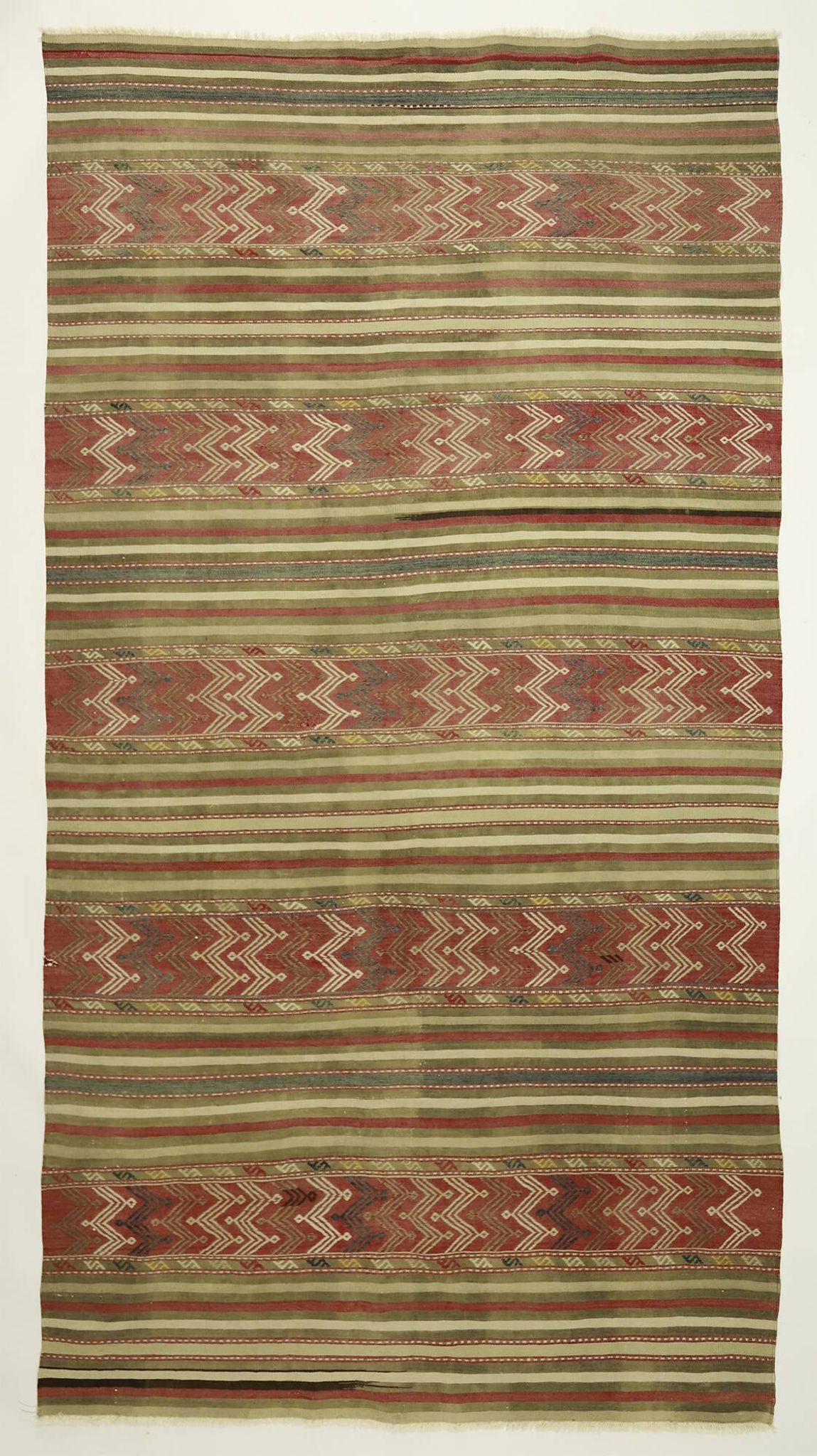 Turkish Anatolian Handmade Vintage Area Kilim Rug 276 cm x 144 cm