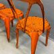Set of four industrial metal dining chairs by Joseph Mathieu, painted steel, 1920s, France