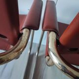 Chaises fauteuils B34 cuir cognac et dorure