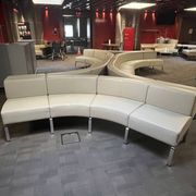 Curved modular banquette Bene cream leather – 24 modules – Austria 2008