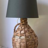 Vintage rattan demijohn lamp