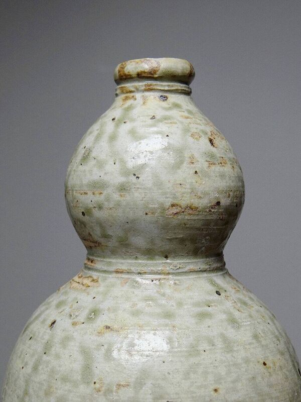 Petite gourde double à saké céramique japonaise d'Iga vintage/ancienne collection