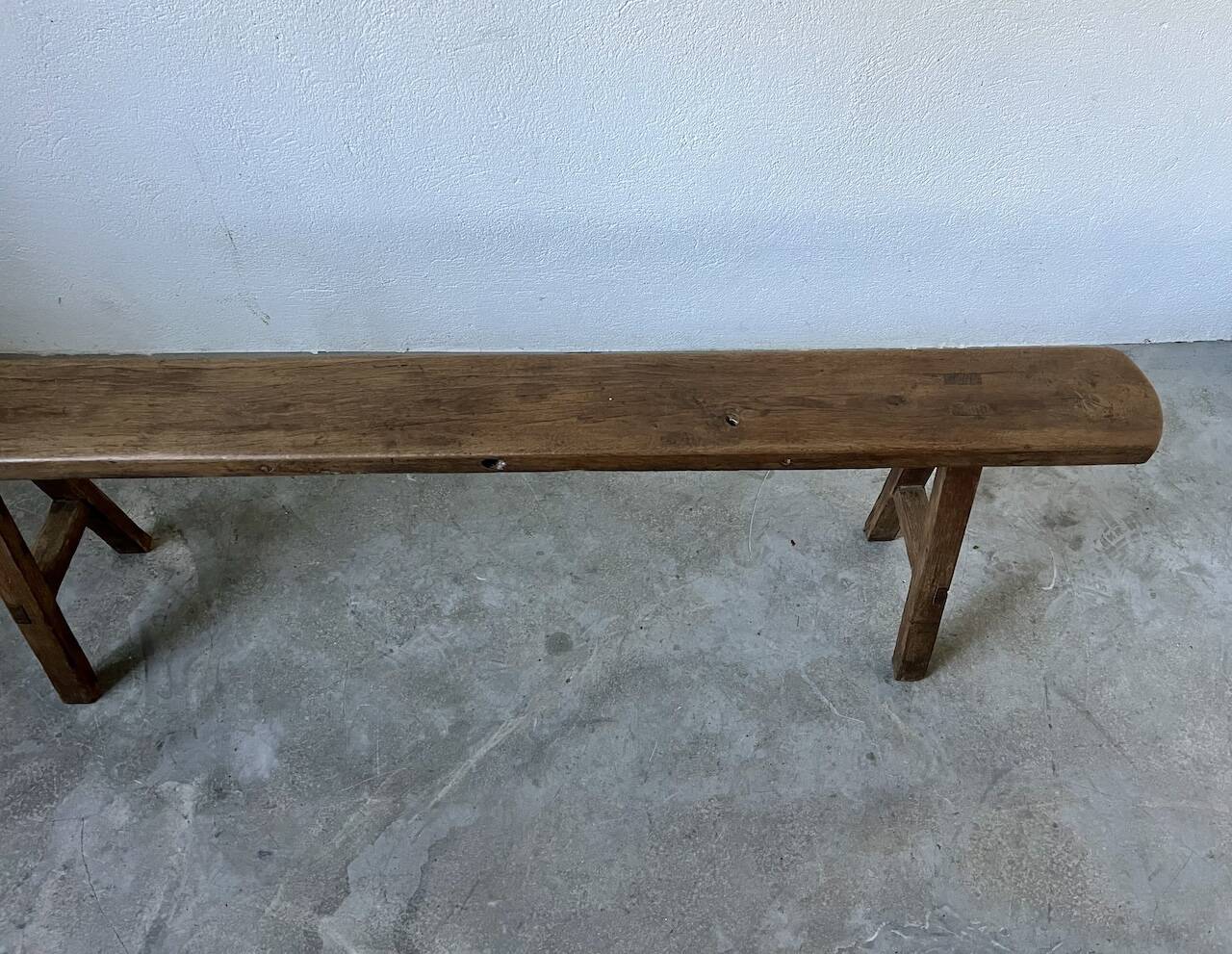 Small solid walnut farm bench, 1950s