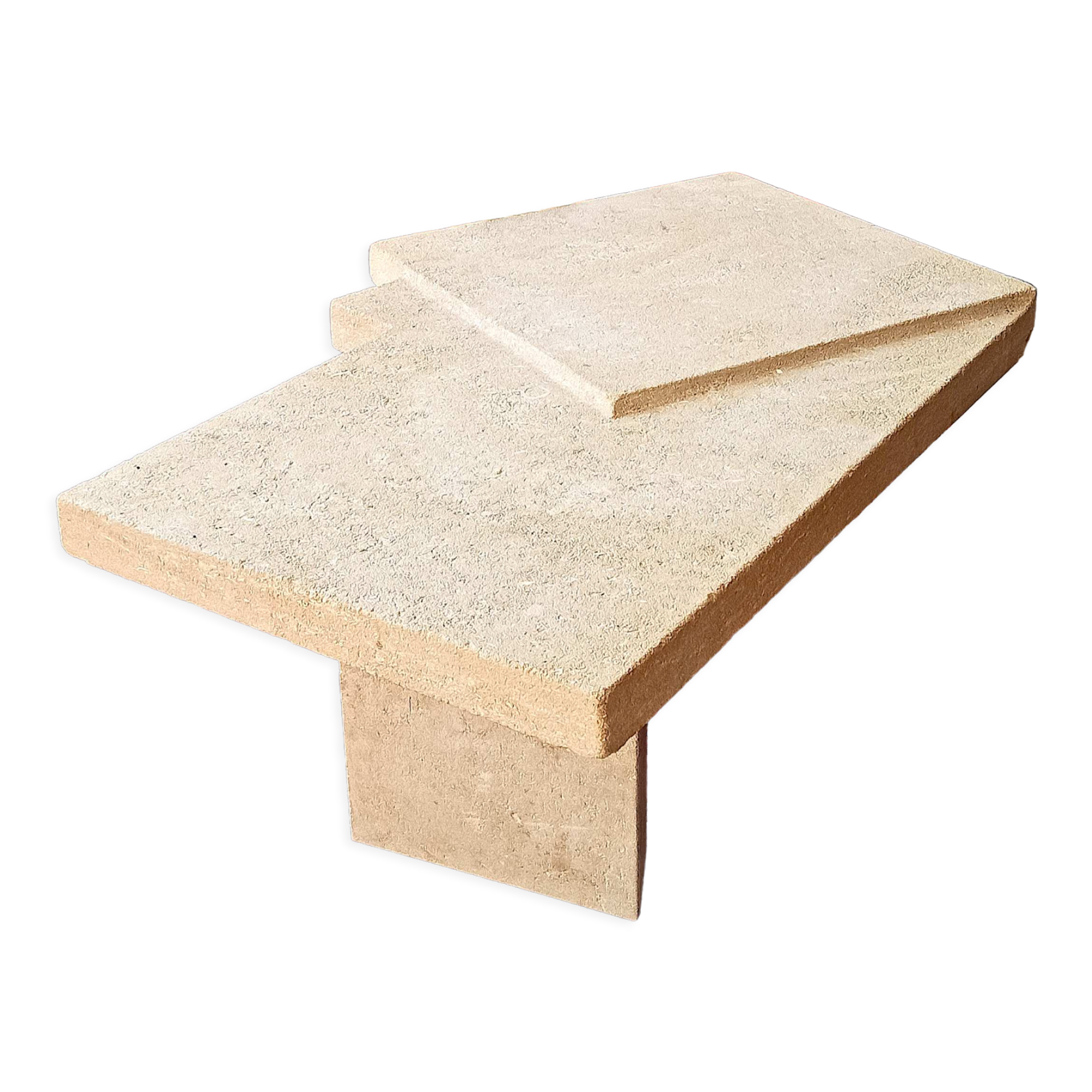 Brutalist coffee table 70s natural stone of Les Eyzies