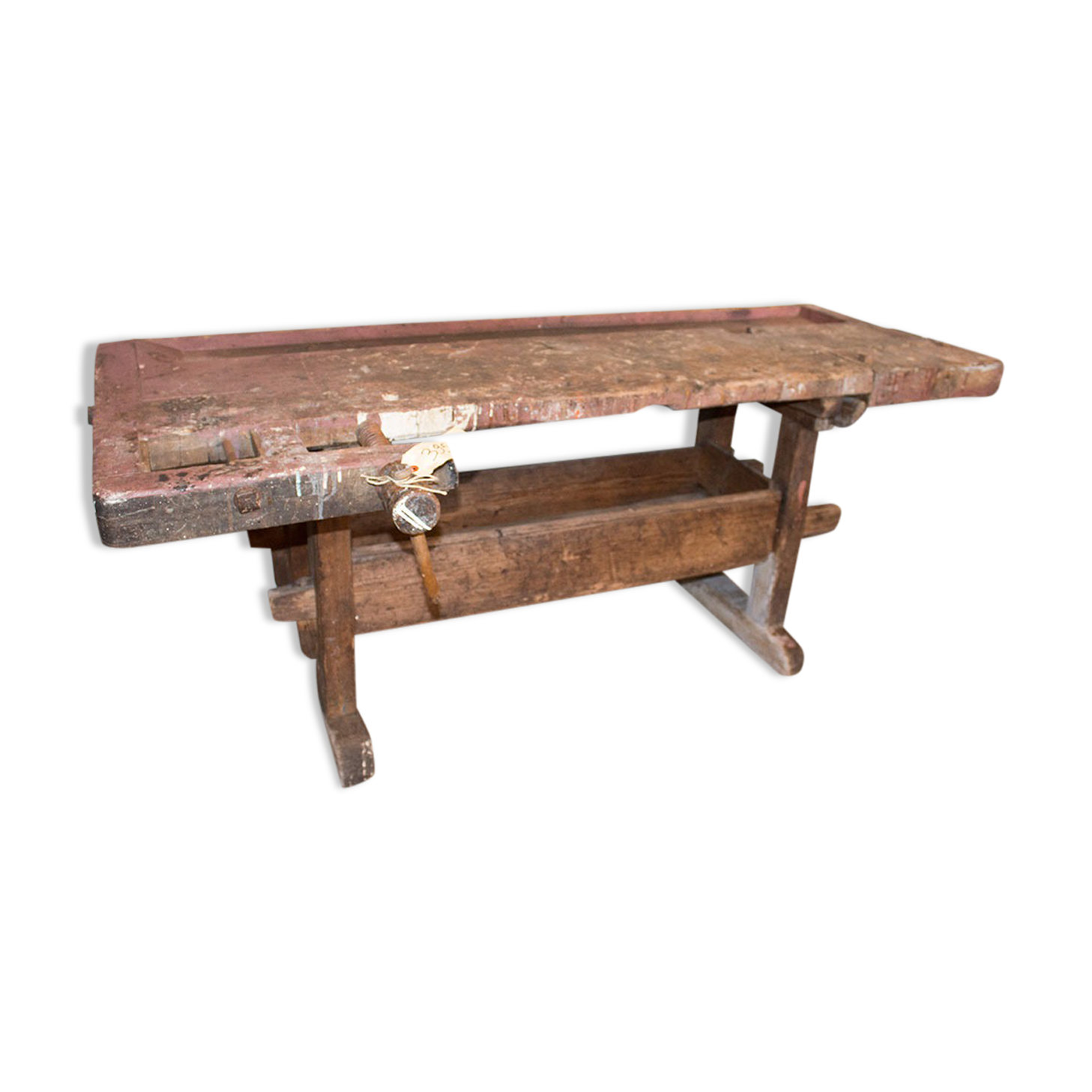 Old solid industrial wooden workbench 2 meters wide