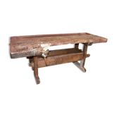 Old solid industrial wooden workbench 2 meters wide