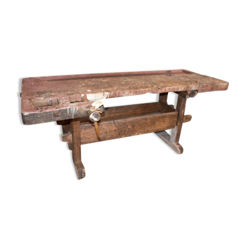 Old solid industrial wooden workbench 2 meters wide