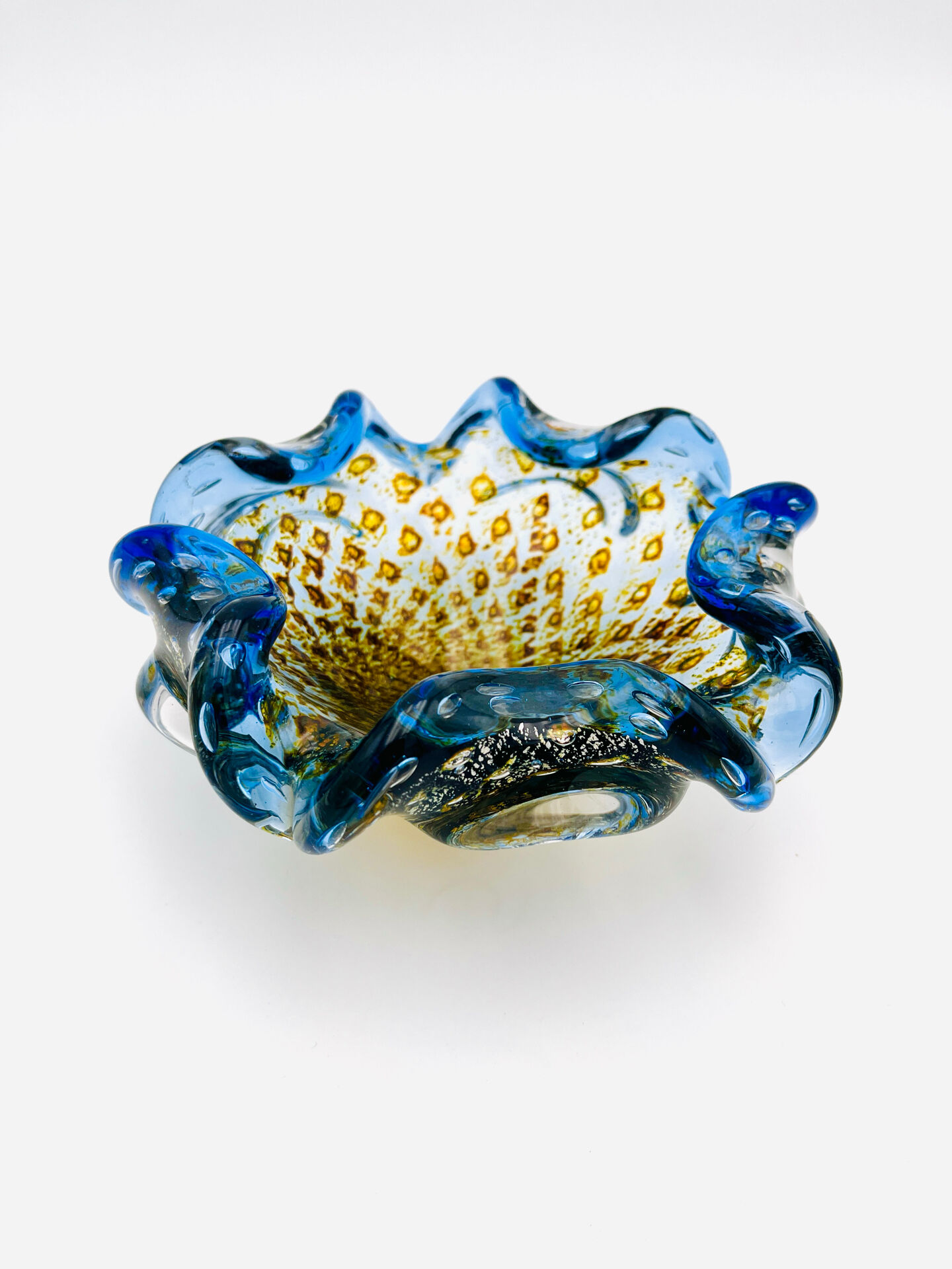 Coupe Murano – Bullicante - inclusion Or & Argent  – Circa 1960