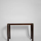 Pair of mahogany and brass consoles, 1970s.