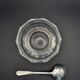 Art Deco thick crystal/glass bowl, silver-plated metal pedestal.