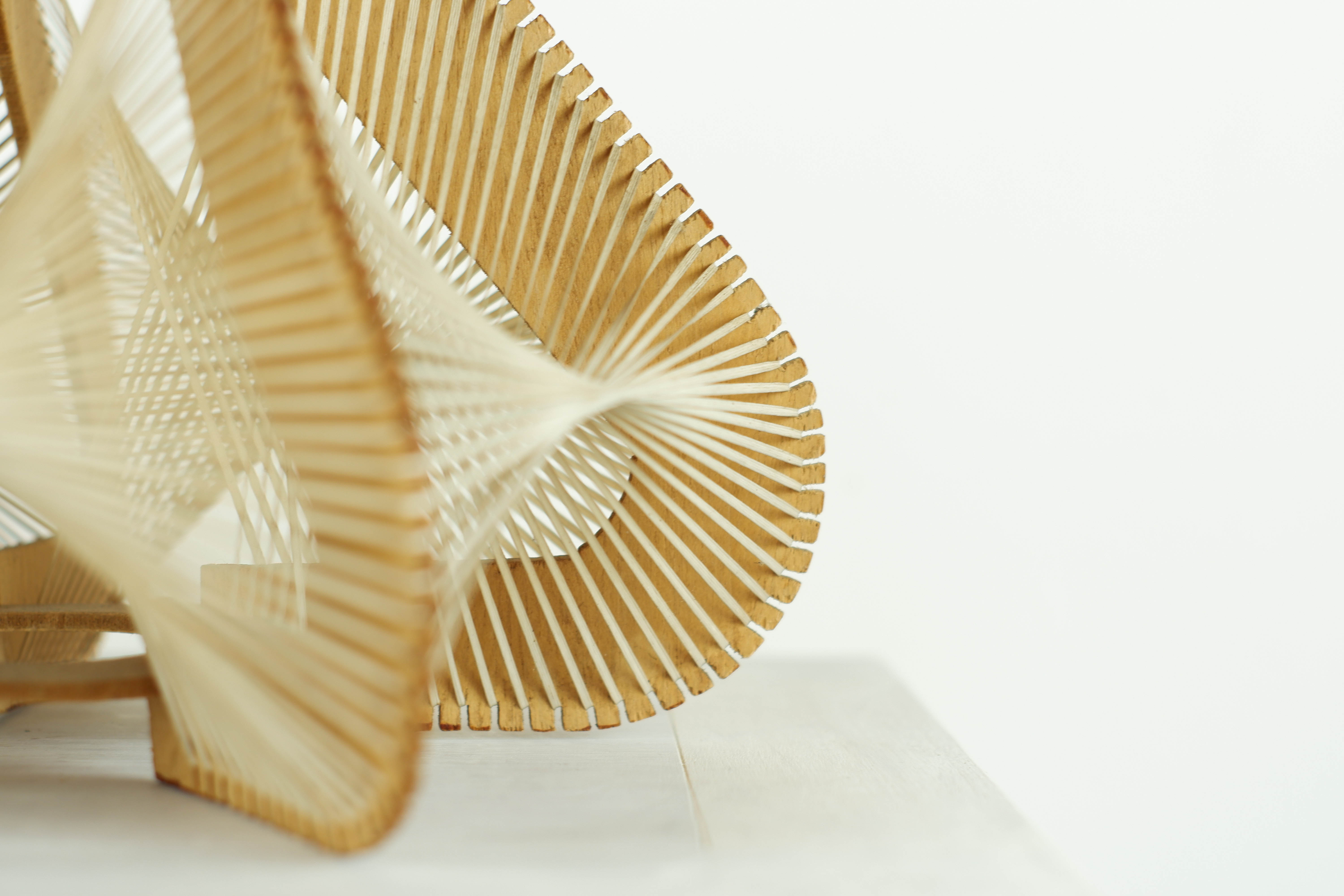 Lampshade for suspension in wire and wood