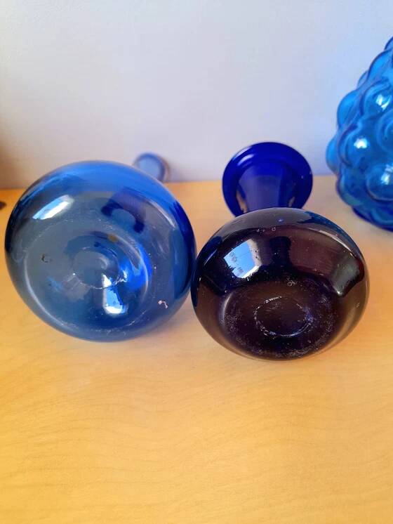Blue glass bud vase