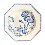 Octagonal hollow plate in white and blue iron earth, "Indiana" service