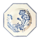 Octagonal hollow plate in white and blue iron earth, "Indiana" service