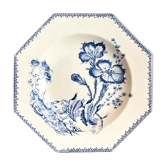 Octagonal hollow plate in white and blue iron earth, "Indiana" service