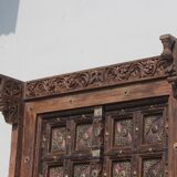 Old Indian door in old teak, piece and patina of origin