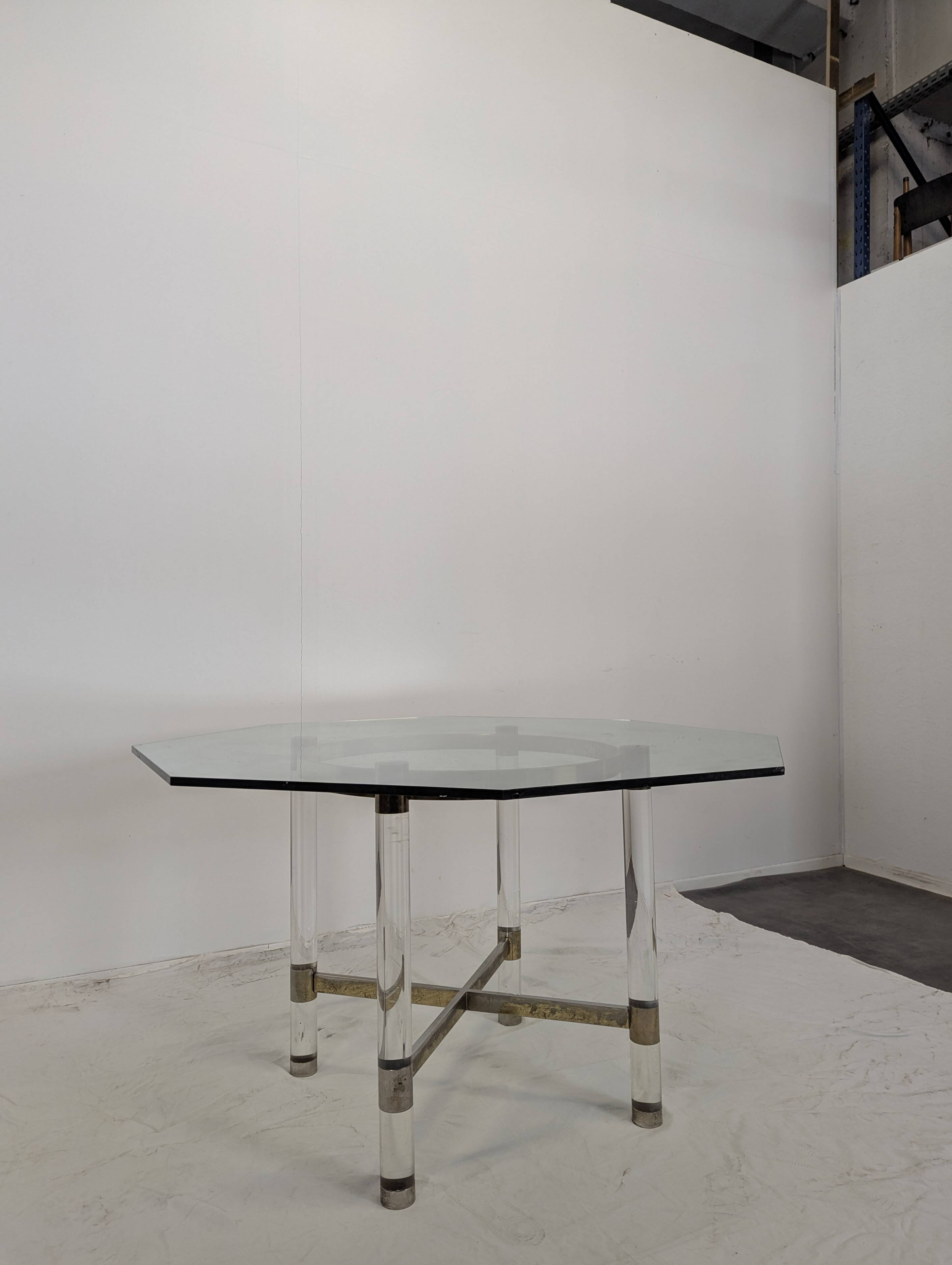 Brass and acrylic glass table by Sandro Petti for Metalarte, 1970