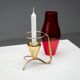 Gunnar Ander candleholder in brass, glass and rattan for Ystad Metall