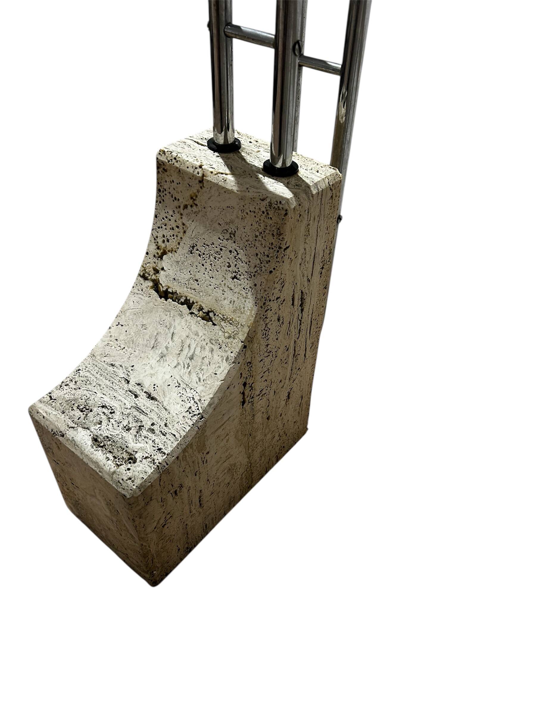 Floor lamp, vintage 1970 in travertine and chrome