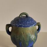 Small flamed stoneware pot