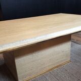 Travertine and brass coffee table by Fedam from the 70s
