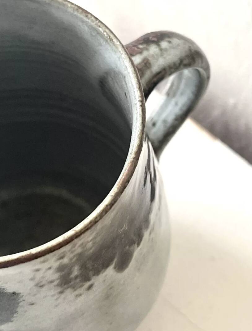 Ceramic carafe, glazed and signed, Chantal & Thierry 1970.