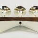 mid century modern CANDLE HOLDER silver-colored metal and wood 1950s 1960s
