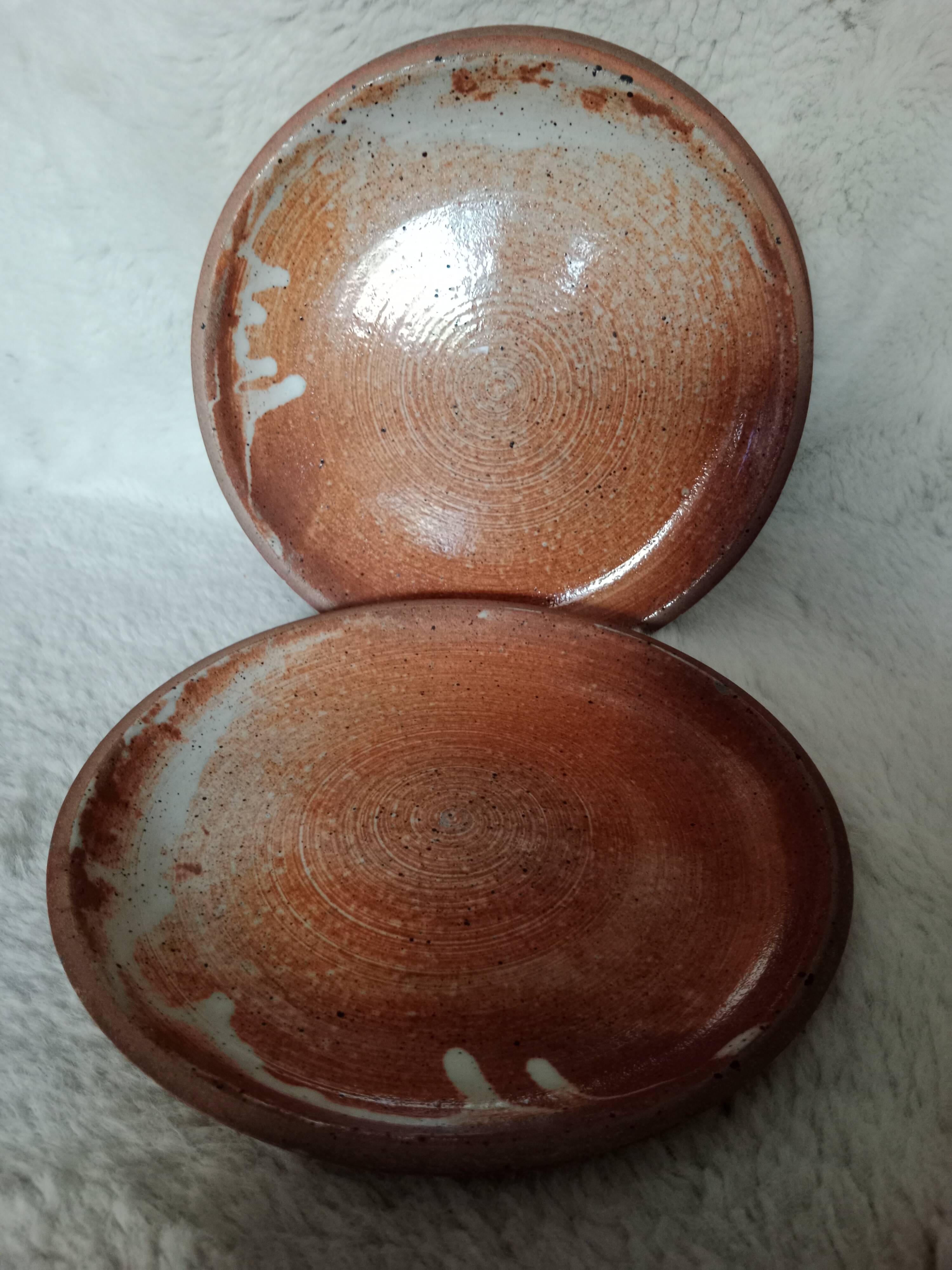 Assiettes à dessert vintage en grès