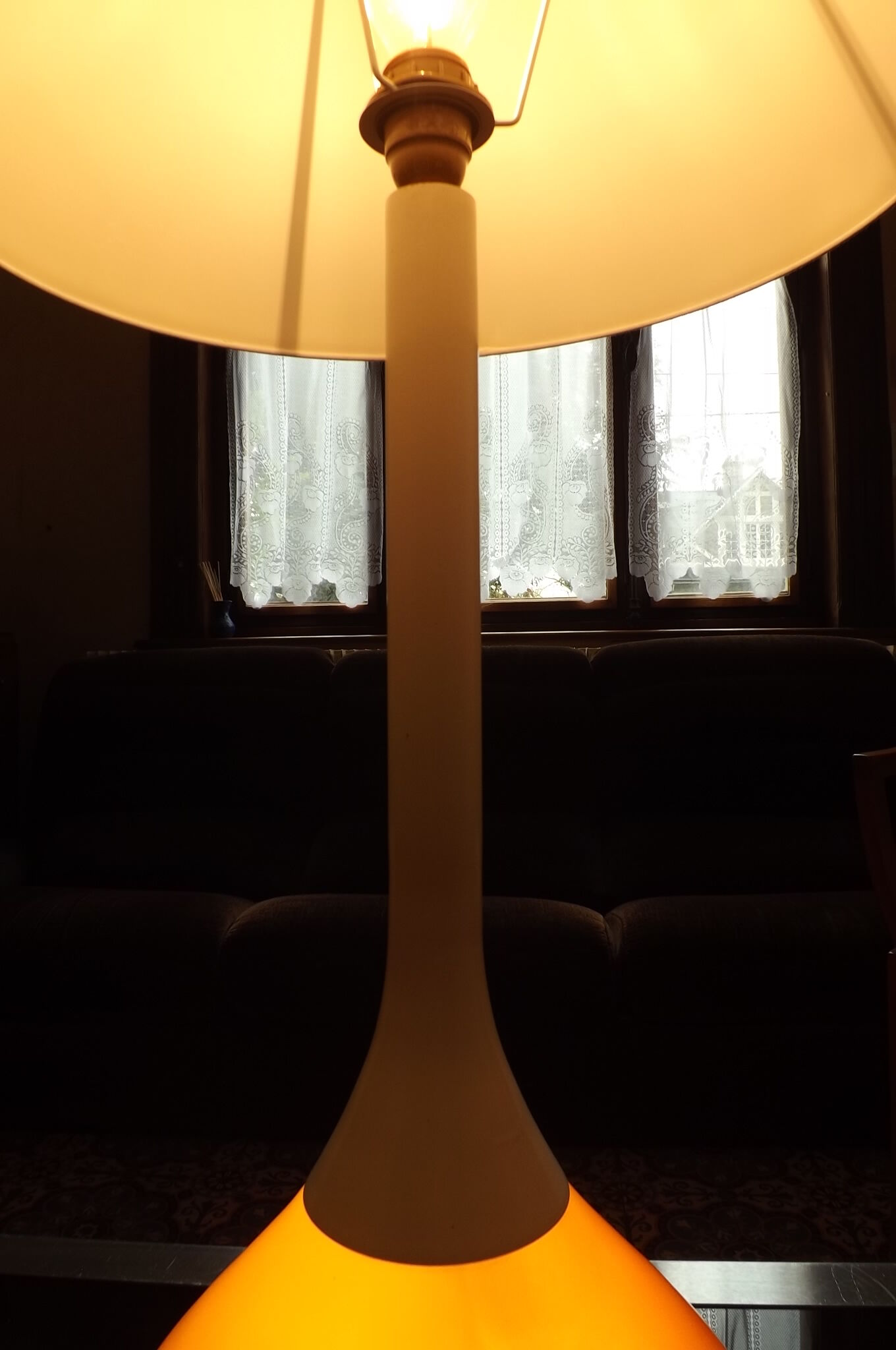 Orange 1960-70 vintage opaline drop lamp