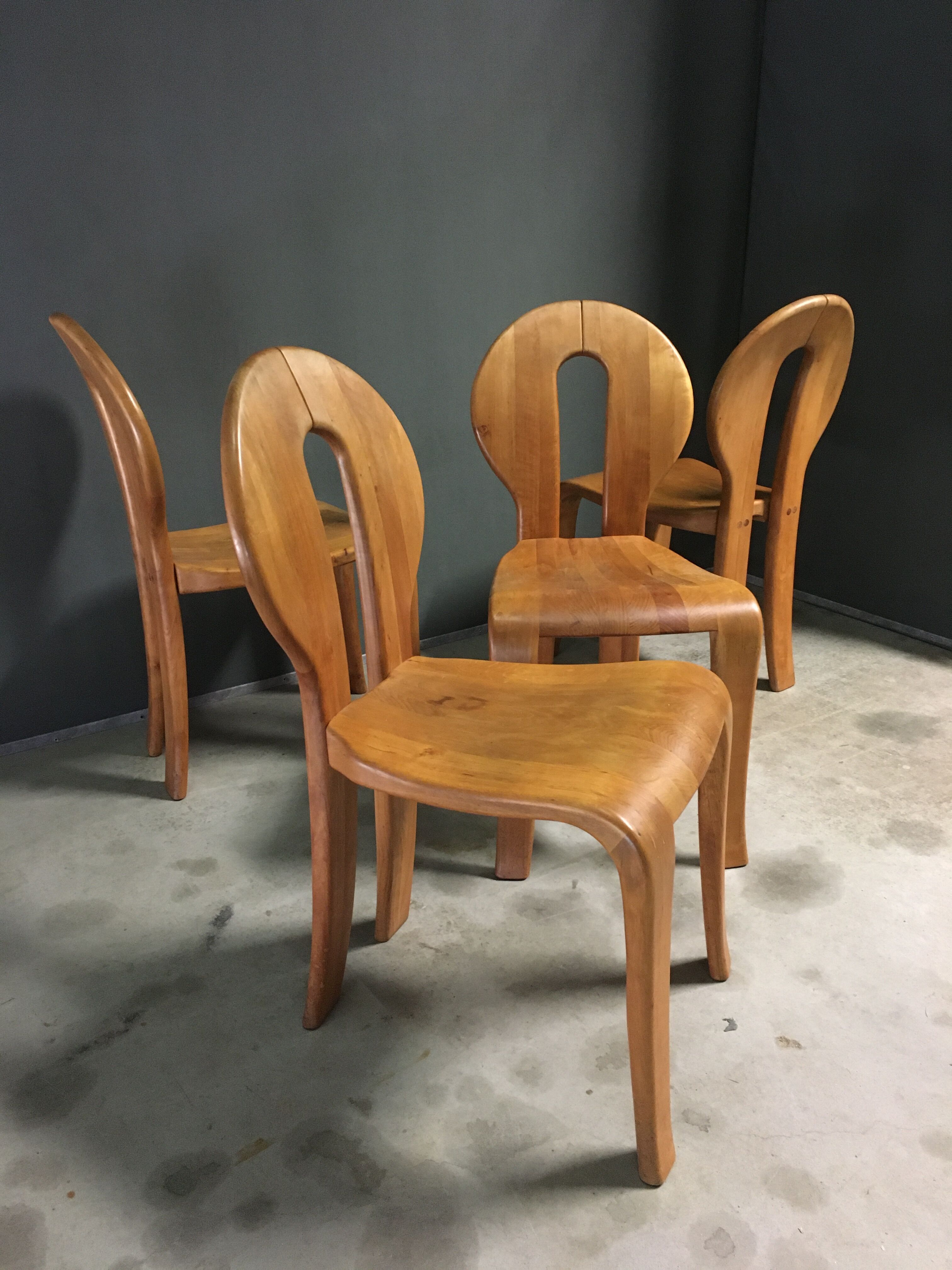 1980's wooden dining chairs.