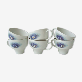 Set de 6 tasses plumes de paon