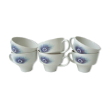 Set of 6 cups peacock feathers