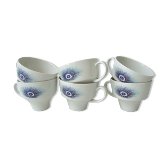 Set de 6 tasses plumes de paon