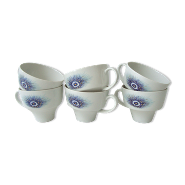 Set de 6 tasses plumes de paon