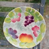 Plat à gâteau / coupe fruit faience barbotine de St Clement